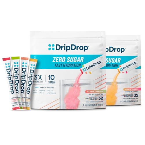 Sugar Free Electrolyte Drink Mix Packets, Assorted Flavors, 64 Sticks