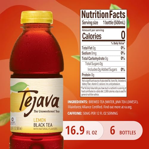 Tejava Unsweetened Black Iced Tea, 16.9oz PET Bottles