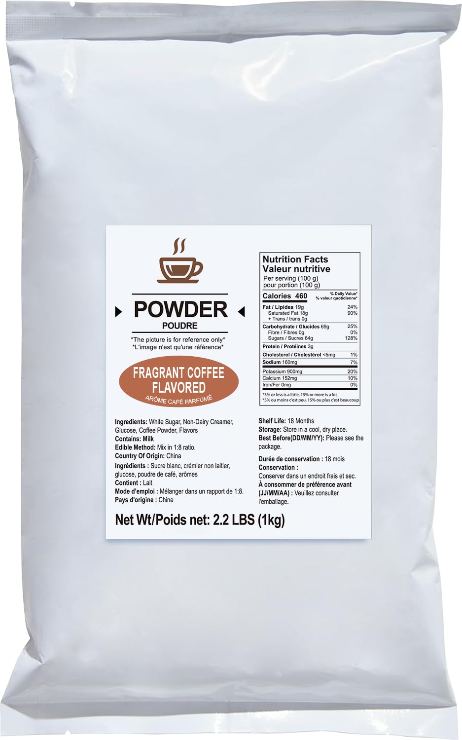 Thai Tea Powder Mix, Instant Bubble Tea, 2.2 lb (1 kg)