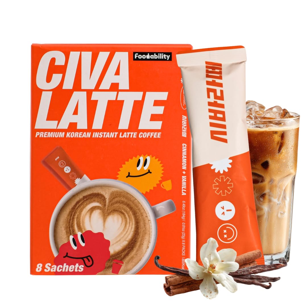 Korean 3 in 1 Instant Coffee Latte Mix, Cinnamon Vanilla, 8 Sticks