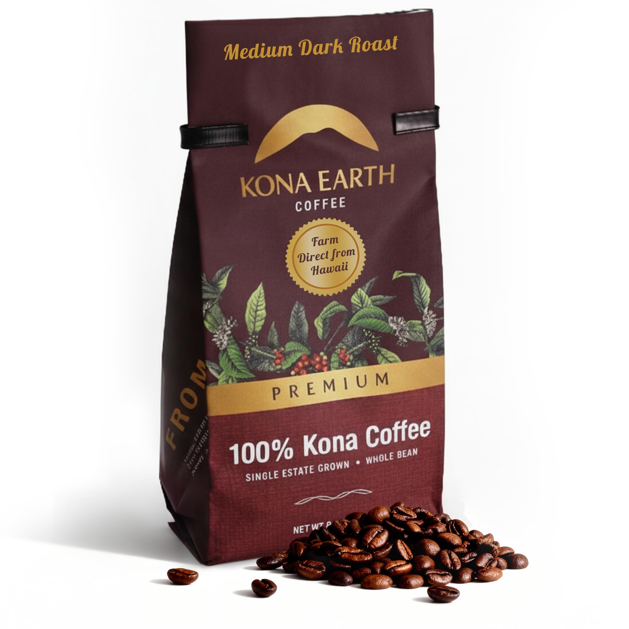 Premium Hawaiian Kona Coffee, Whole Bean, Micro-Batch Roasted