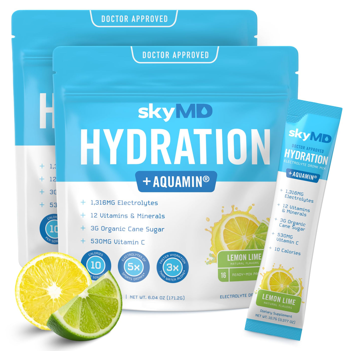 Electrolyte Powder Drink Mix Packets, Low Sugar, Energy & Recovery Support