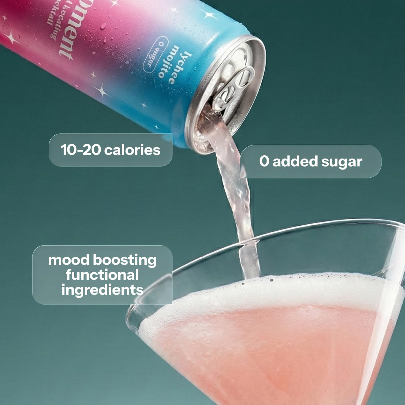 Non Alcoholic Sparkling Adaptogen Drink, Zero Sugar, Zero Caffeine