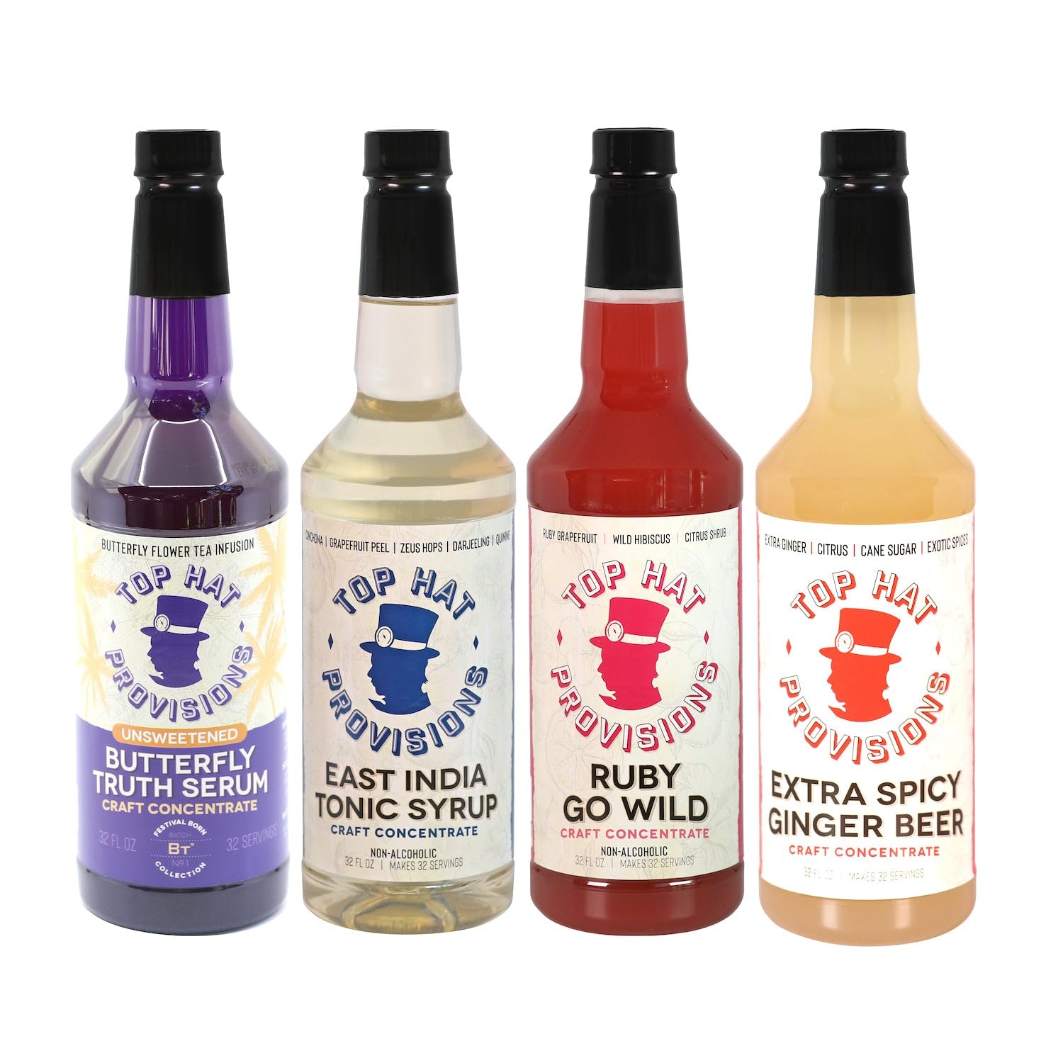 Cocktail Mixer Gift Set, Makes 100 Drinks, 32 oz Bottles, 4-Pack