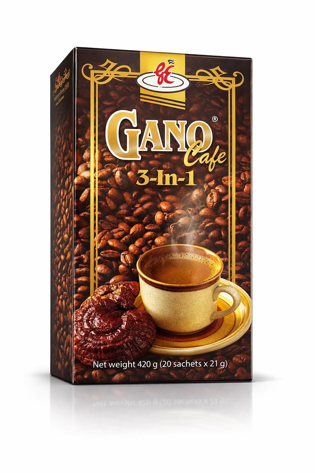 3 in 1 Ganoderma Mushroom Instant Coffee Mix, 20 Sachets
