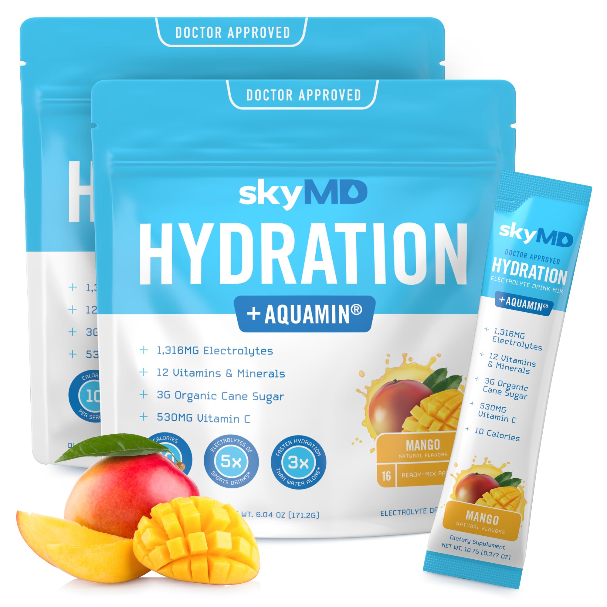 Electrolyte Powder Drink Mix Packets, Low Sugar, Energy & Recovery Support