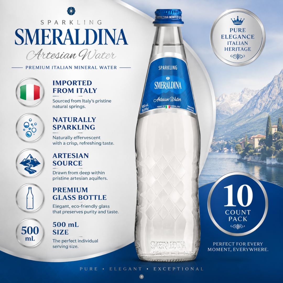Sparkling Artesian Water, 500 mL Glass Bottles, 10-Pack