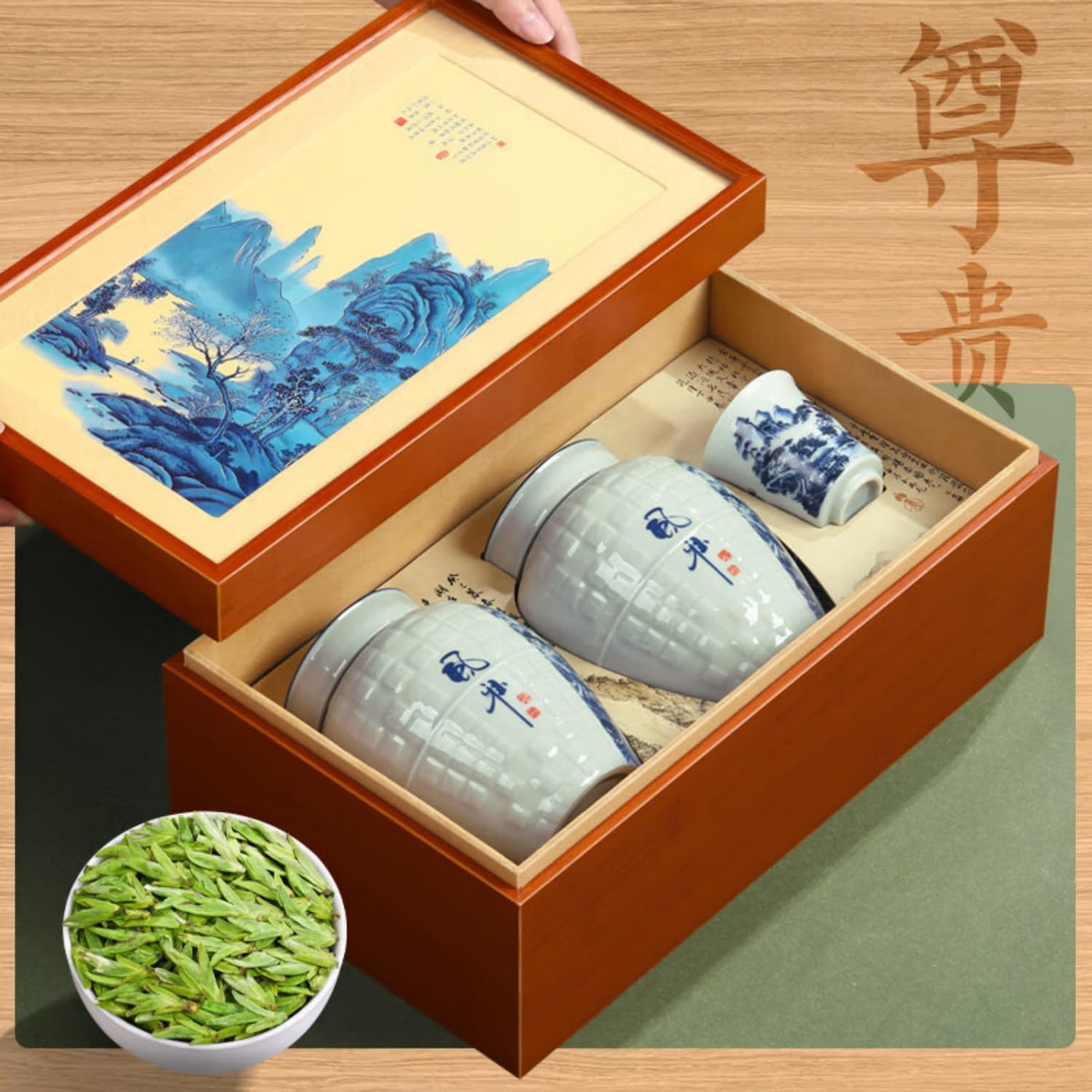 Premium Dragon Well Green Tea, First Flush Spring Tea Gift Box, 250g