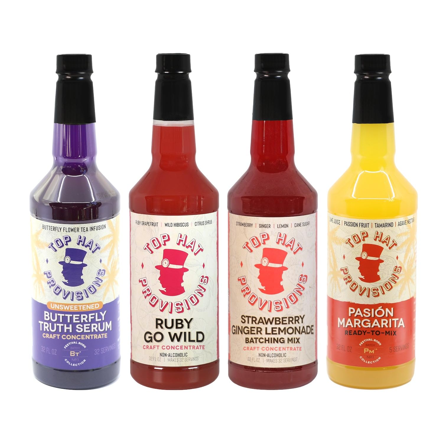 Cocktail Mixer Gift Set, Makes 100 Drinks, 32 oz Bottles, 4-Pack