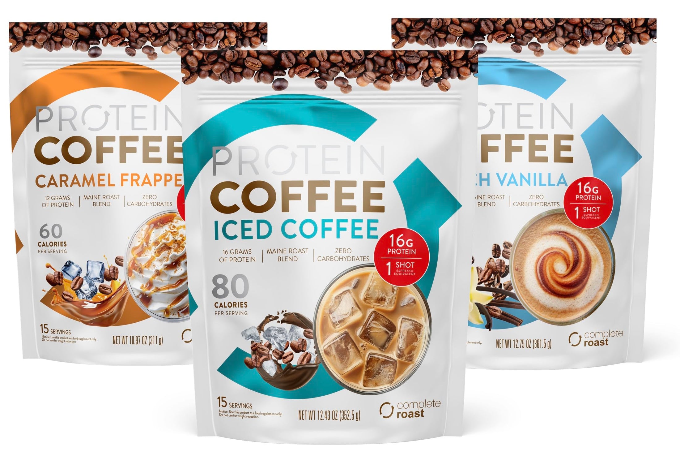 Complete Roast 3-Pack Caramel Frappe, Iced Coffee, and Vanilla