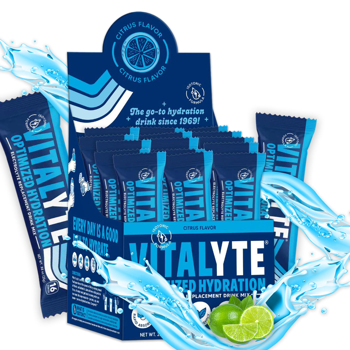 Electrolyte Hydration Powder Drink Mix, Stick Packs, Bulk Case