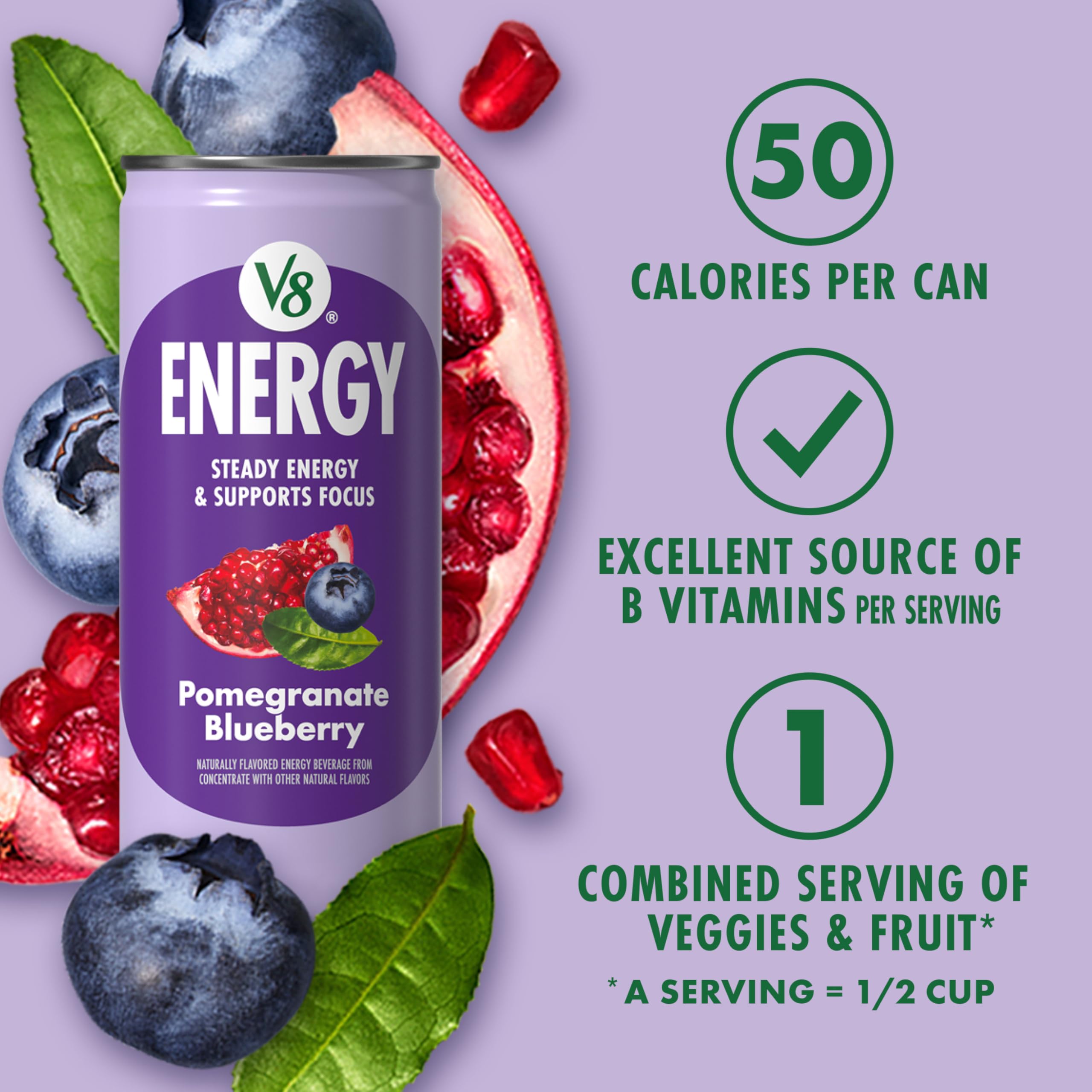 Black Cherry & Pomegranate Blueberry Energy Drink, 8 fl oz Cans, 24-Pack