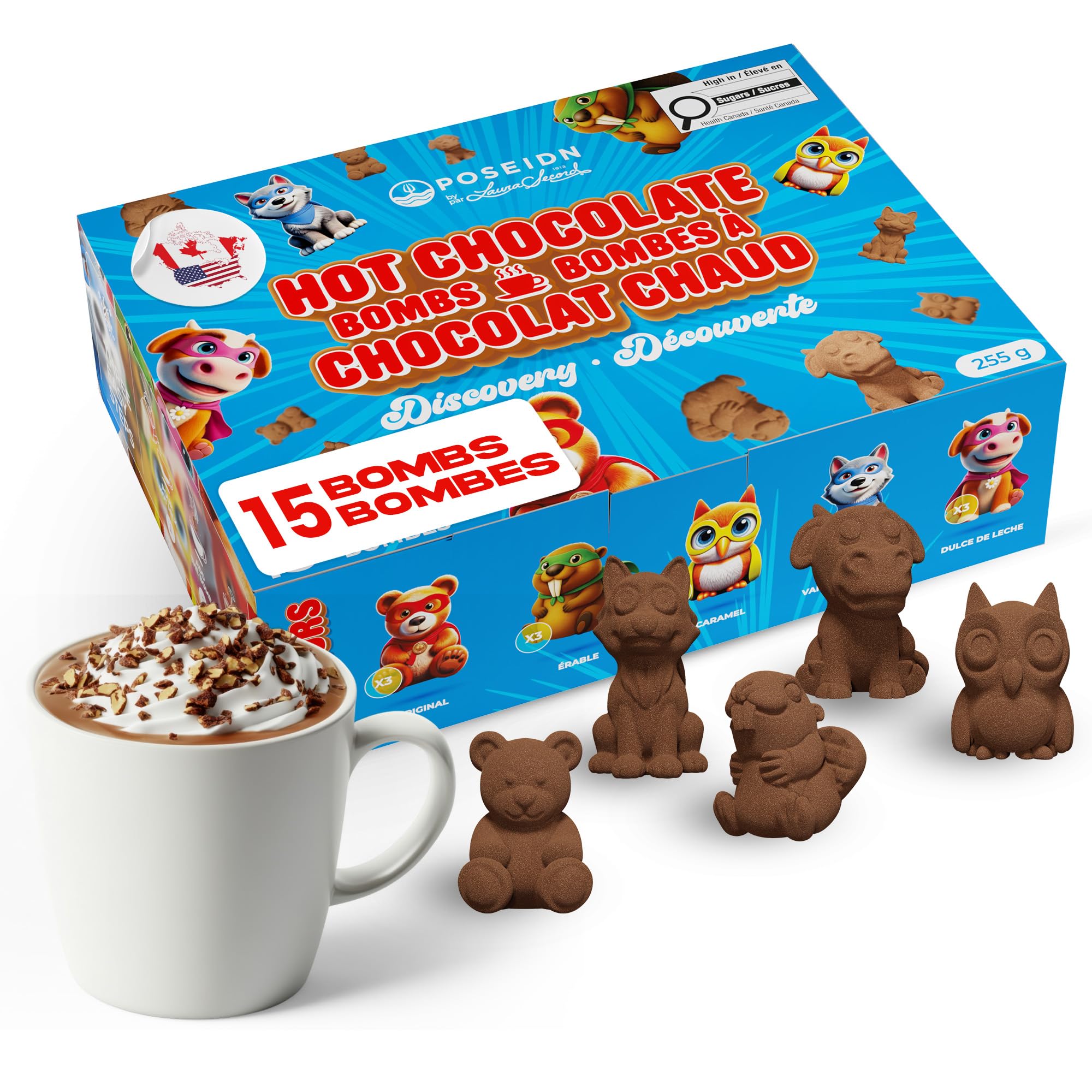 Hot Chocolate Bombs, Real Cocoa, 5 Flavors, Animal Shapes